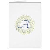 Cartes de note Monogramme Verte Simple Script (Devant)