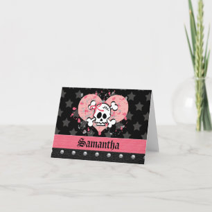 Cartes de note personnalisées par crâne rose