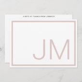 Cartes de note plat Merci des initiales du monogra (Devant / Derrière)