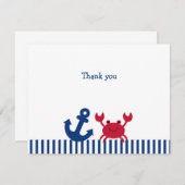 Cartes de note plates de Merci de crabe nautique (Devant / Derrière)