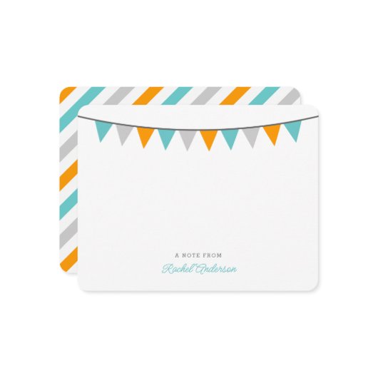 Cartes de note plates de monogramme moderne (Devant/Arrière en situation)