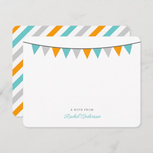 Cartes de note plates de monogramme moderne (Devant / Derrière)