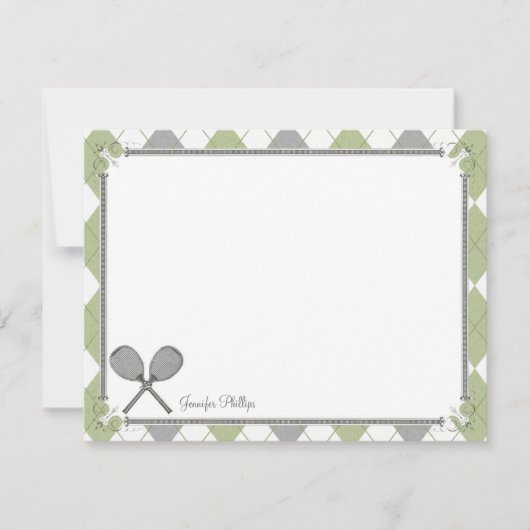 Cartes de note plates personnalisées par tennis (Devant)