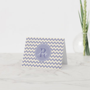 Cartes de note pourpres de monogramme de Chevron