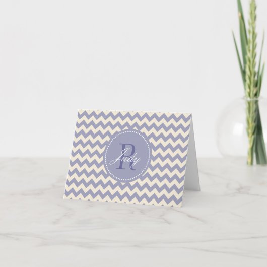 Cartes de note pourpres de monogramme de Chevron (Devant)