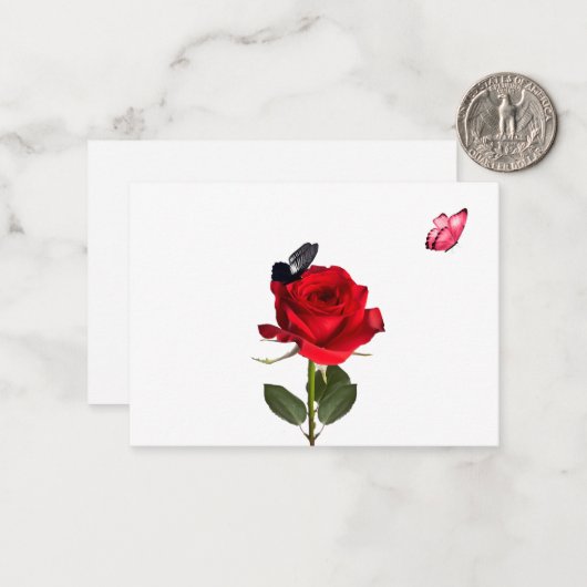 Cartes De Note rose Et Papillons (Devant/Arrière en situation)
