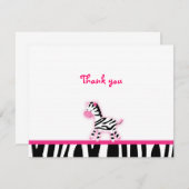 Cartes de note roses douces de Merci de zèbre (Devant / Derrière)