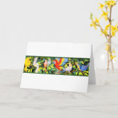 Cartes de note tropicales d'oiseau (Fleur jaune)