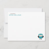 Cartes de note turquoises mignonnes de hibou (Devant)