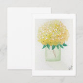 Cartes de notes à fleurs d'Hydrangea jaune (Devant / Derrière)