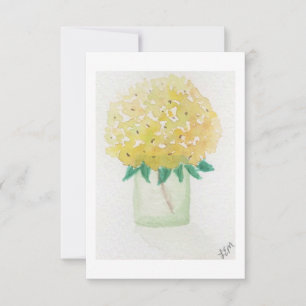 Cartes de notes à fleurs d'Hydrangea jaune