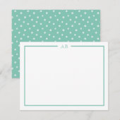 Cartes de notes à monogramme floral vert menthe (Devant / Derrière)