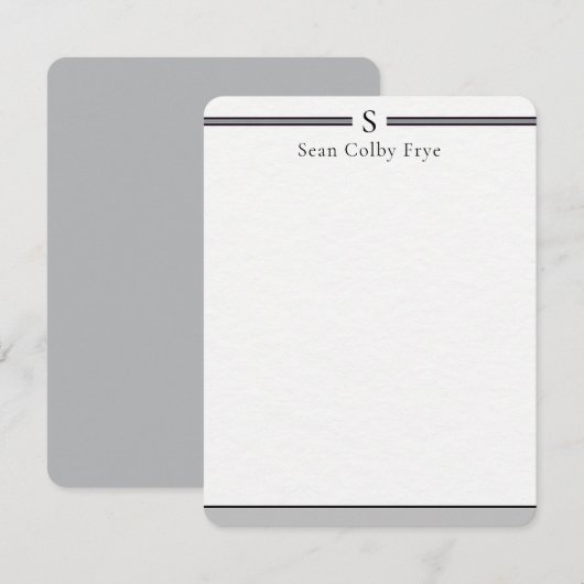 Cartes de notes à monogramme initial personnalisée (Devant / Derrière)