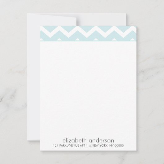 Cartes de notes à motif chevron zig zag aqua éléga (Devant)
