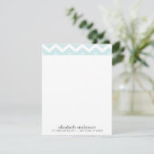 Cartes de notes à motif chevron zig zag aqua éléga (Debout devant)