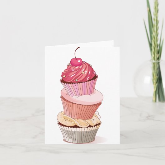 Cartes de notes à motif de pile de cupcakes (Devant)