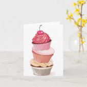 Cartes de notes à motif de pile de cupcakes (Fleur jaune)