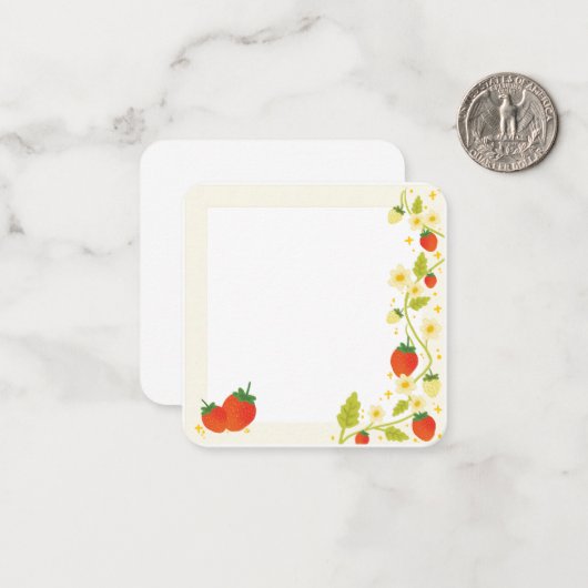 Cartes de notes adorables en forme de fraise (Devant/Arrière en situation)