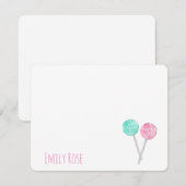 Cartes de notes aquarelles personnalisées sucettes (Devant / Derrière)