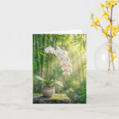 Cartes de notes aux orchidées blanches et bambou (Fleur jaune)