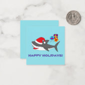 Cartes de notes avec un requin de vacances mignon (Devant/Arrière en situation)