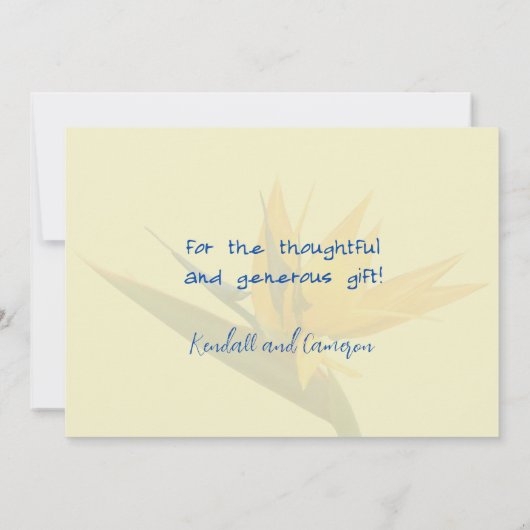 Cartes de notes blanches du Merci de bouquet hawaï (Dos)