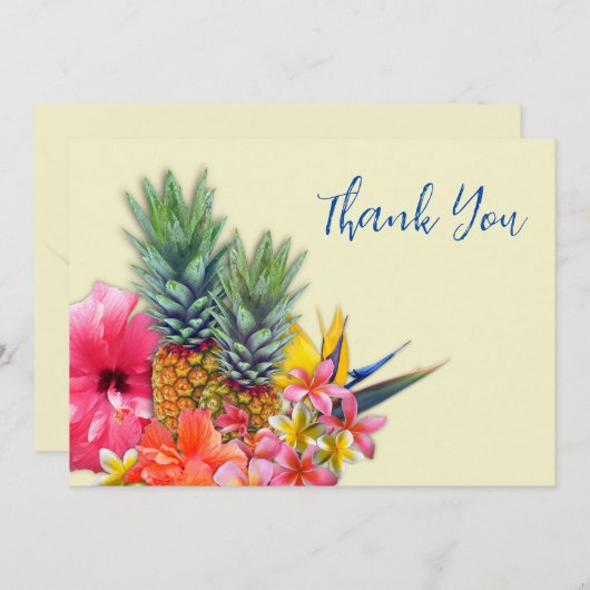 Cartes de notes blanches du Merci de bouquet hawaï (Devant / Derrière)