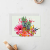 Cartes de notes blanches du Merci de bouquet hawaï (Devant/Arrière en situation)