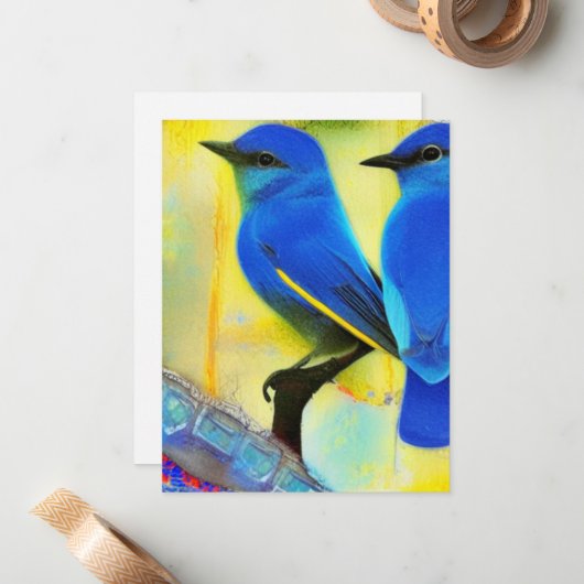 Cartes de notes Bluebird of Happiness (Devant/Arrière en situation)