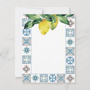 Cartes de notes Citrons avec Motif en carreaux Ama
