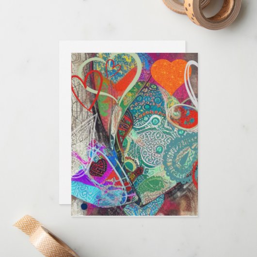 Cartes de notes Coeurs et Paisley (Devant/Arrière en situation)