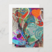 Cartes de notes Coeurs et Paisley (Devant / Derrière)