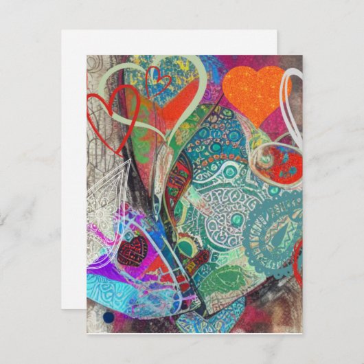 Cartes de notes Coeurs et Paisley (Devant / Derrière)