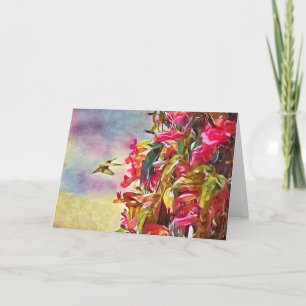 Cartes de notes d'artsy pour colibris et fleurs co