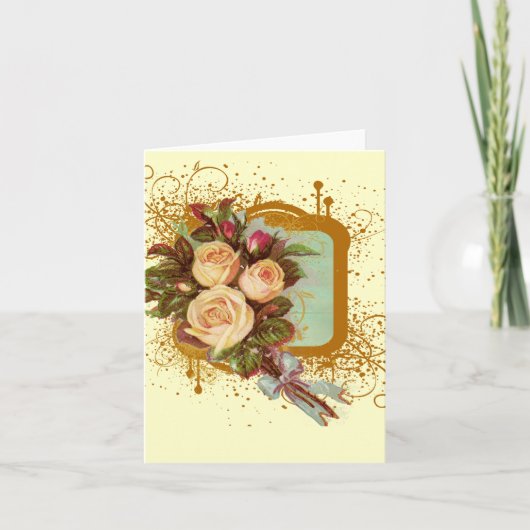 Cartes de notes de bouquet de roses victoriennes (Devant)