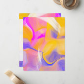 Cartes de notes de couleur abstraite jaune (Devant/Arrière en situation)