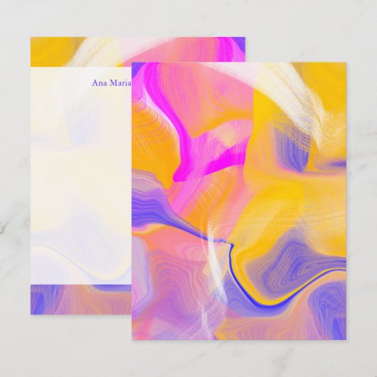 Cartes de notes de couleur abstraite jaune (Devant / Derrière)