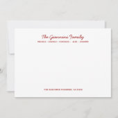 CARTES DE NOTES DE FAMILLE Nom Adresse Cursive ROU (Devant)