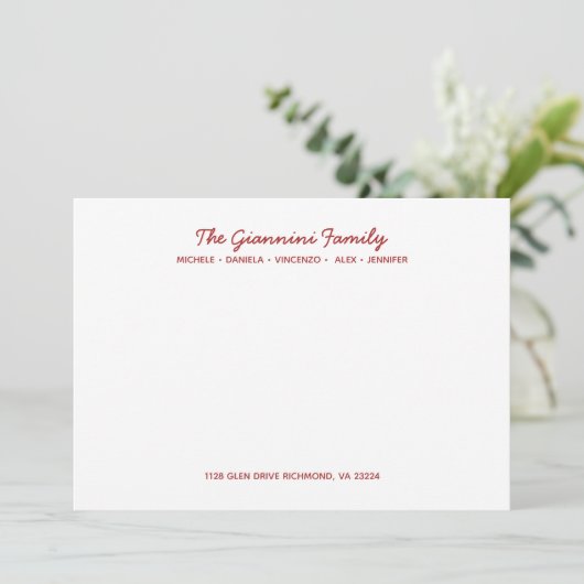 CARTES DE NOTES DE FAMILLE Nom Adresse Cursive ROU (Debout devant)