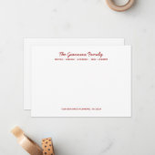 CARTES DE NOTES DE FAMILLE Nom Adresse Cursive ROU (Devant/Arrière en situation)