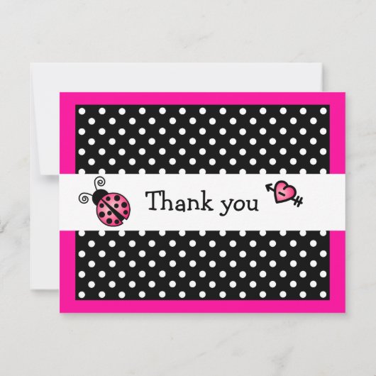 Cartes de notes de fin rose Ladybug Flat Merci (Dos)