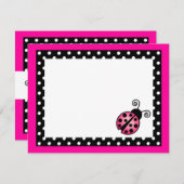 Cartes de notes de fin rose Ladybug Flat Merci (Devant / Derrière)