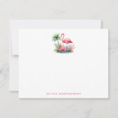 Cartes de notes de Flamant rose avec nom personnal (Devant)