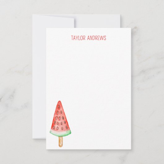 Cartes de notes de la pastèque Watercolor (Devant)