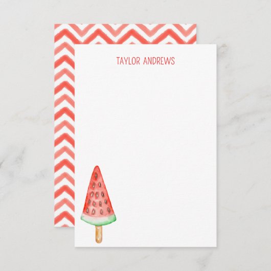 Cartes de notes de la pastèque Watercolor (Devant / Derrière)