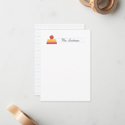 Cartes de notes de l'enseignant Stationery Cute Ap (Devant/Arrière en situation)
