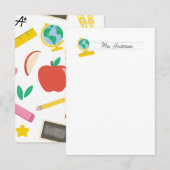 Cartes de notes de l'enseignant Stationery Cute Gl (Devant / Derrière)