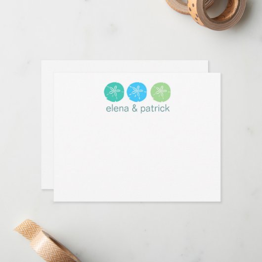 Cartes de notes de mariage sur la plage (Devant/Arrière en situation)