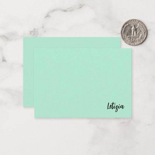 Cartes de notes de nom manuscrite Mint Green (Devant/Arrière en situation)