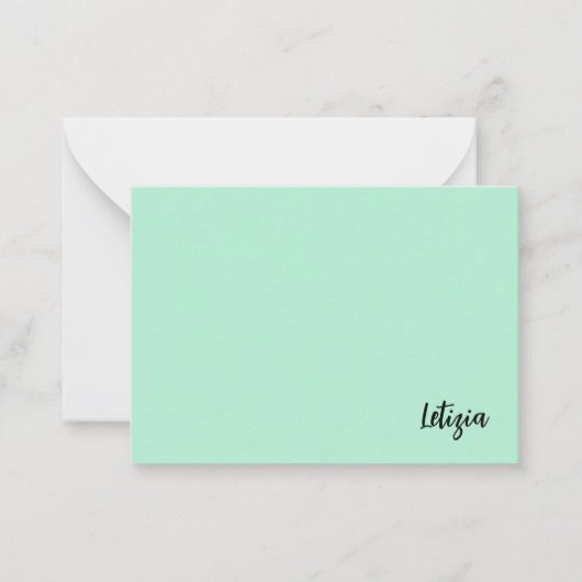 Cartes de notes de nom manuscrite Mint Green (Devant)